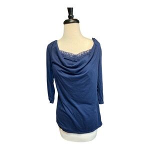 Motherhood Elegant Blue Cowl Neck Nursing Top navy blue small